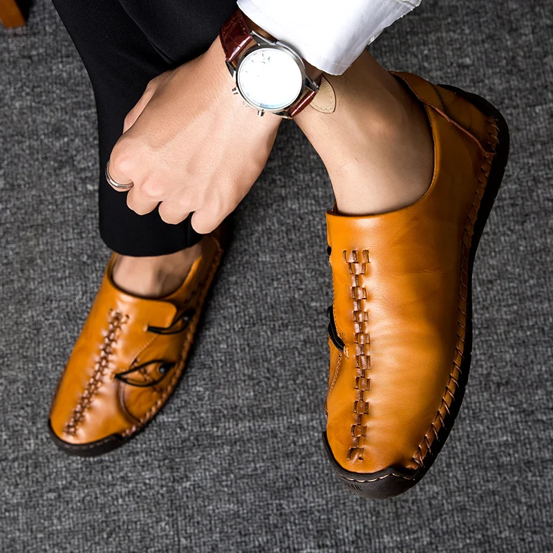 Новая мужская кожаная повседневная обувь модная обувь на плоской подошве дизайнерская Стильная мужская обувь модный замок повседневная