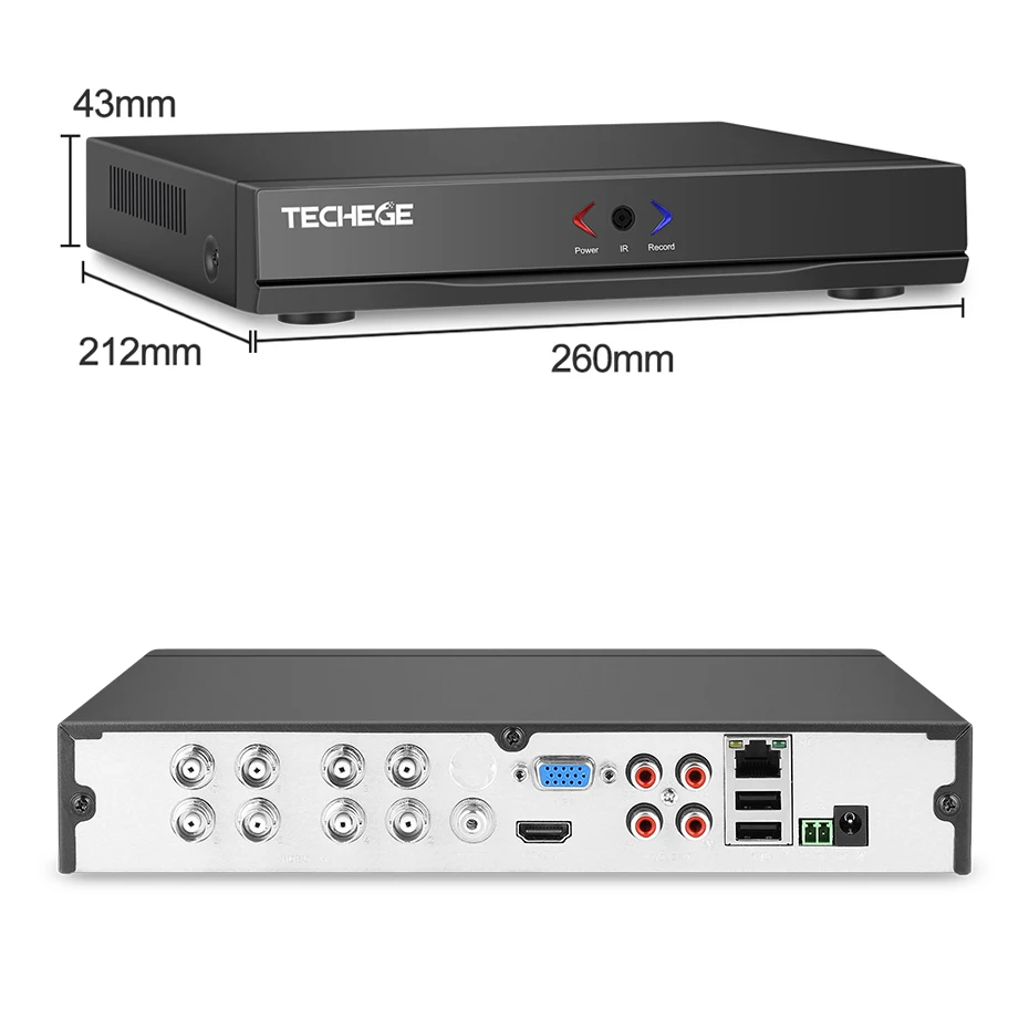 Techege 4 канала 8 каналов AHD DVR видеонаблюдения CCTV видео рекордер 720 P/1080N Гибридный для