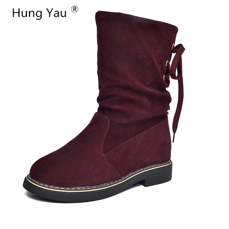 

Hung Yau Shoes For Women Boots Ankle Boots Winter Warm Chunky Heel Lady Short Boots Black Shoes Slip-On Female Shoes Size 35-40
