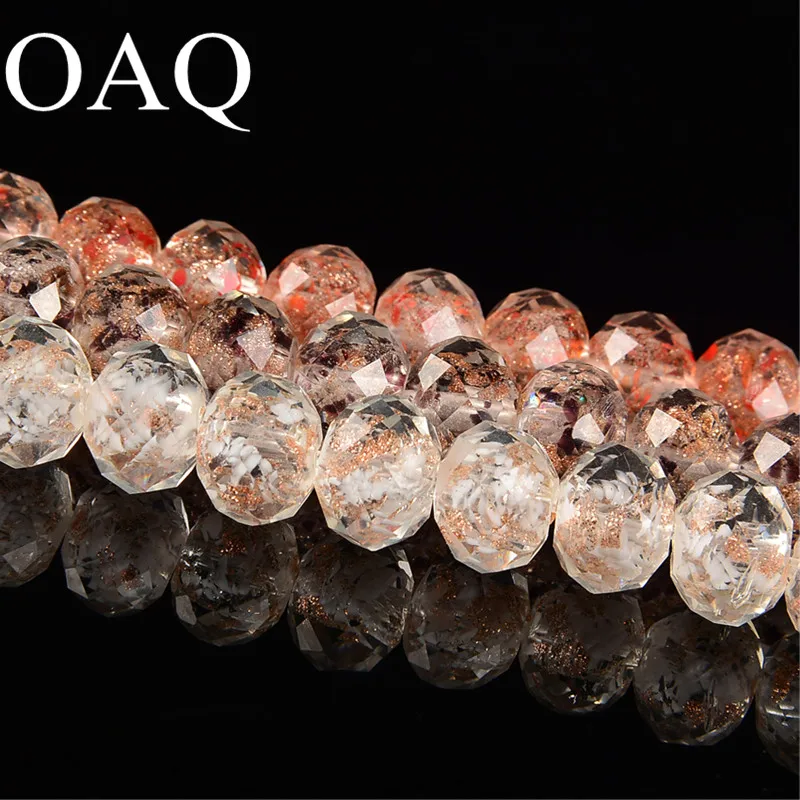 

10mm 12mm Faceted Golden Dust Sand Multicolor Lampwork Glass Beads Boutique Beads With Small Flower Petal For making Jewelry