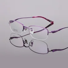 Чистый титан Женские оправы для очков ультра легкие бизнес Половина обода для чтения стекло оптическая близорукость брендовые оправы для очков женские