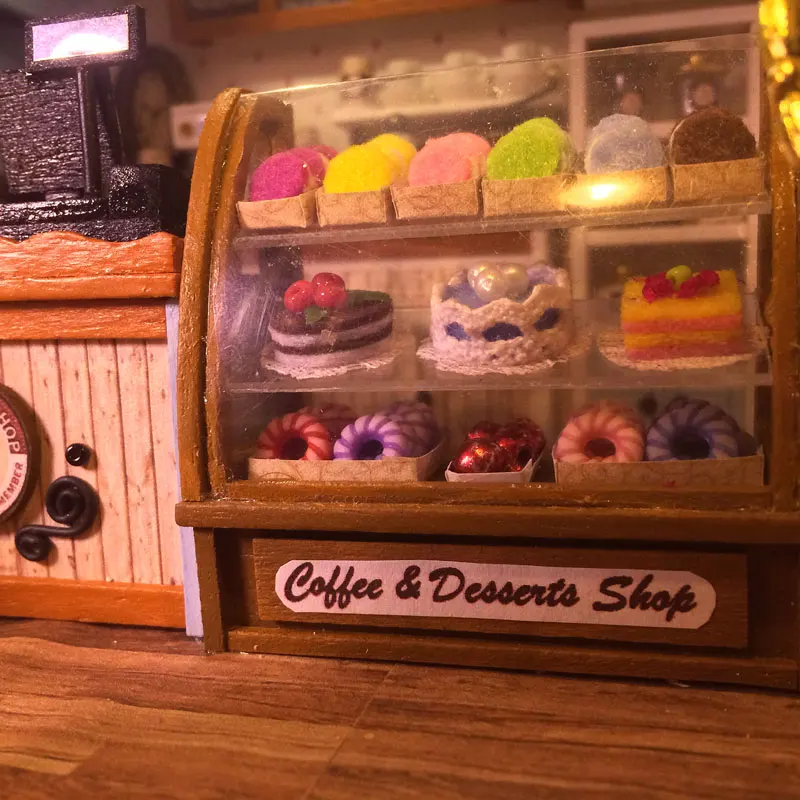  iiE Create Doll House Diy Wooden Dollhouse Fashion Coffee Shop Store Three Layer with Bedroom Minia - 32855229239