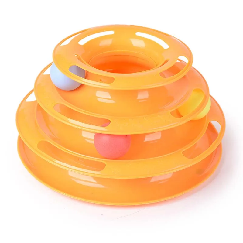 

3Layers Funny Cat Toys Crazy Ball Disk Anti-slip Interactive Amusement Plate Triple Turntable Play Disc Small Pet Toy For Kitten