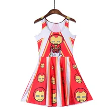 NEW 1161 Sexy Girl Women Summer Comics Avengers cartoon Iron Man 3D Prints Reversible Sleeveless Skater Pleated Dress