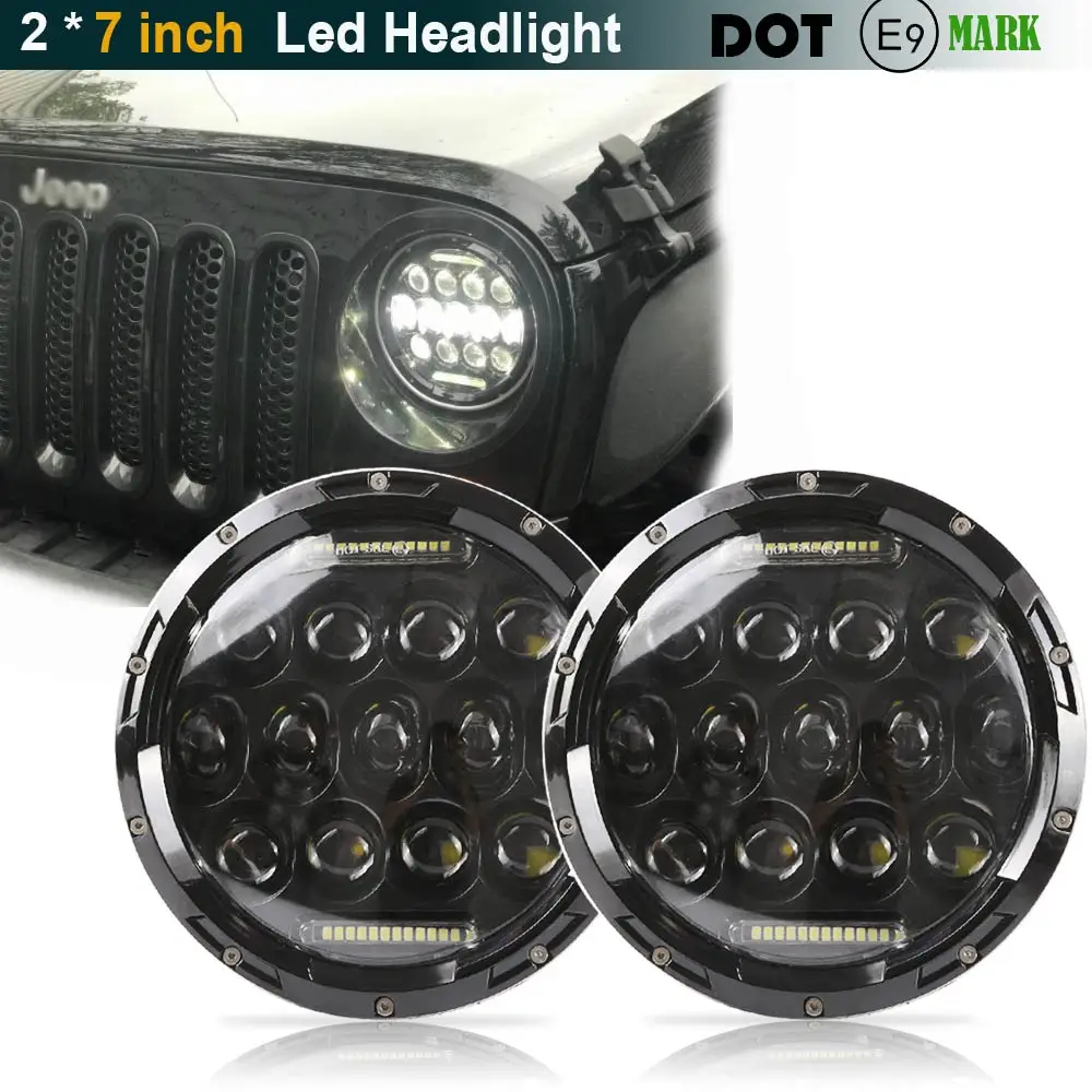 7 Led Headlight Kit 75w 35w H4 H13 Hi-Lo Beam The Daytime Running Light for Jeep Wrangler JK TJ Lada Niva 4x4 4wd 7 Led Headlight Kit 75w 35w H4 H13 Hi-Lo Beam The Daytime Running Light for Jeep Wrangler JK TJ Lada Niva 4x4 4wd