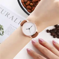 Минималистичные кварцевые часы женские модели легко читают Циферблат PU ремешок сплошной цвет часы женские персонализированные модные