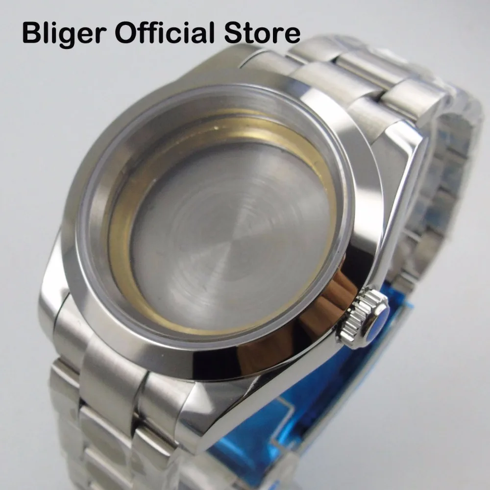 Vidro de Safira Relógio com Pulseira Encaixa para Eta Polido Case Miyota 82 Movimento Automático Relógio Masculino 40mm se 2836
