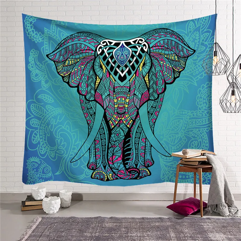 

Indian Green Elephant Tapestry Mandala Colored Printed for Home Decorative Hippie Wall Hanging Tapestries Yoga Mat w3-new-Lk-1