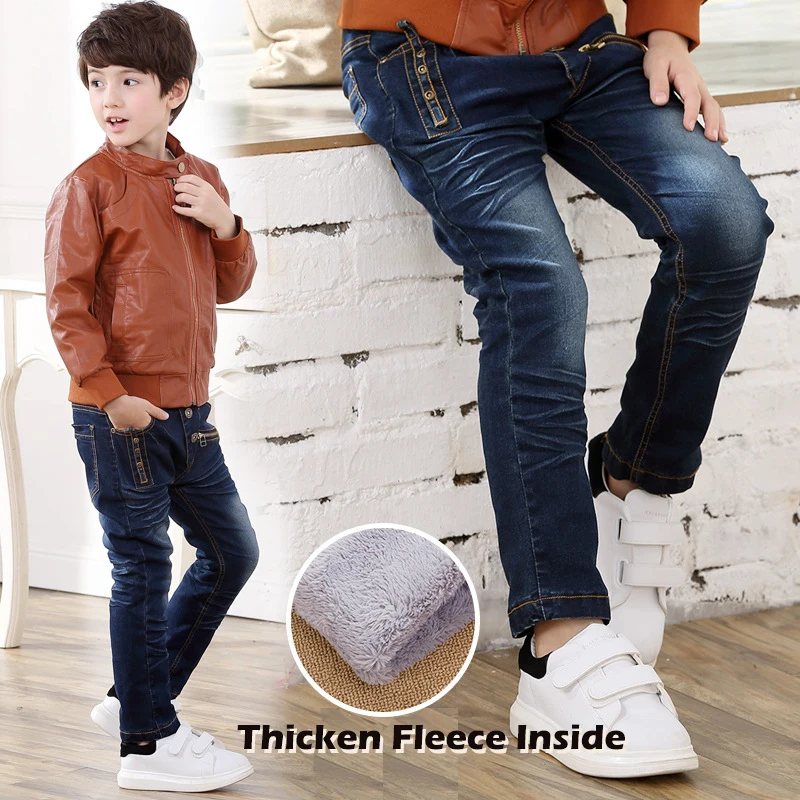 3-8Y Thicken Jeans for Boy Elastic Waist Straight Jeans Plus Velvet Warm Denim Pants For Boys Winter Kids Pants High Quality 3-8Y Thicken Jeans for Boy Elastic Waist Straight Jeans Plus Velvet Warm Denim Pants For Boys Winter Kids Pants High Quality