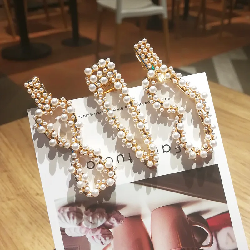 

Fashion Hair Claws Imitation Pearl Clip Lady Headwear Accessories for Women Hairpins Plastic Elastic Barrette Hot Sell