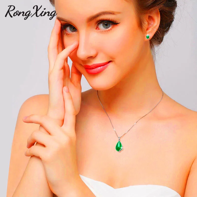 RongXing классические красные/Зеленые Подвески в форме капли воды для женщин