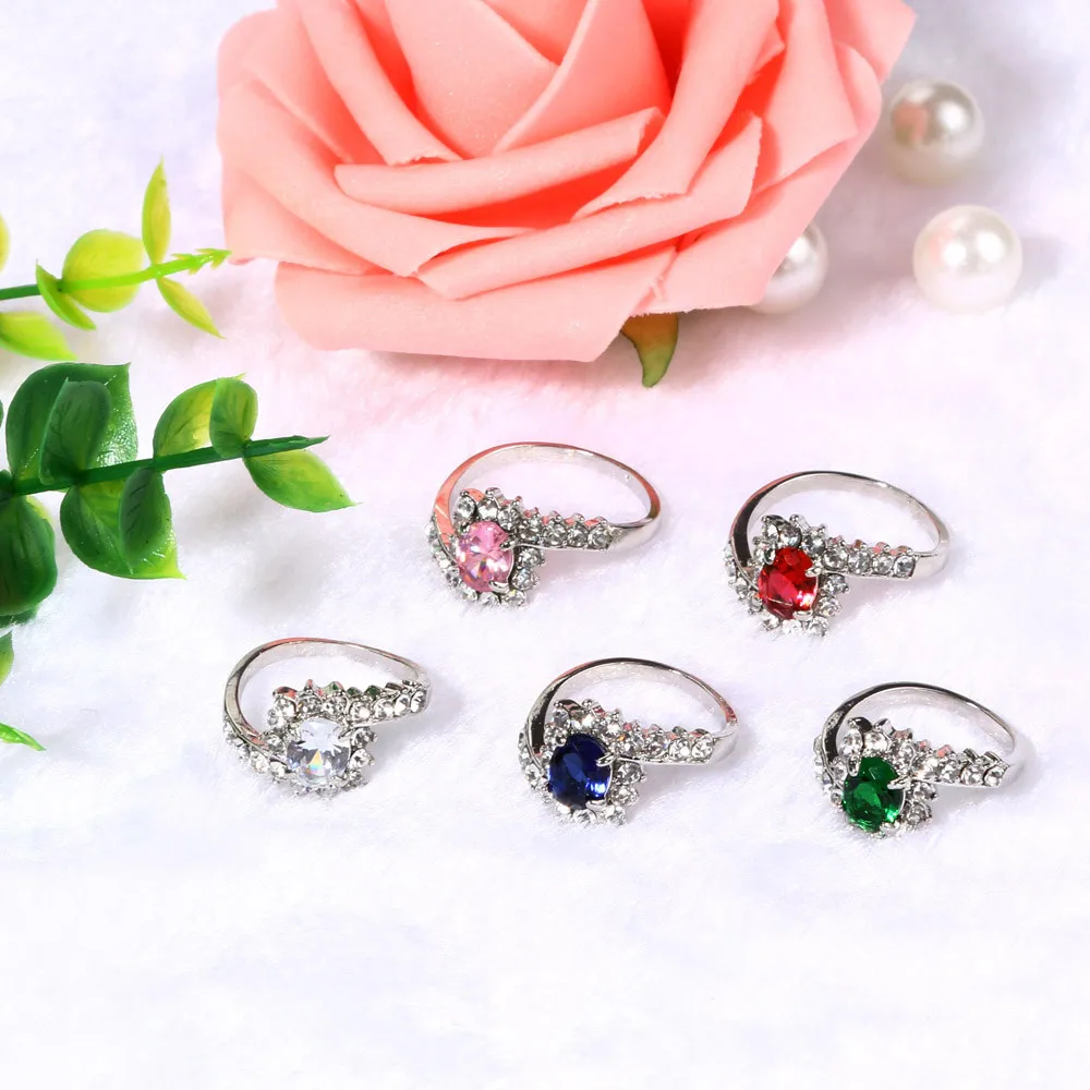 

Women Ring New Elegant Multicolor Temperament Rhinestone Crystal Rings for Wedding Engagement Size 5-10 Delicate Jewelry Nov27