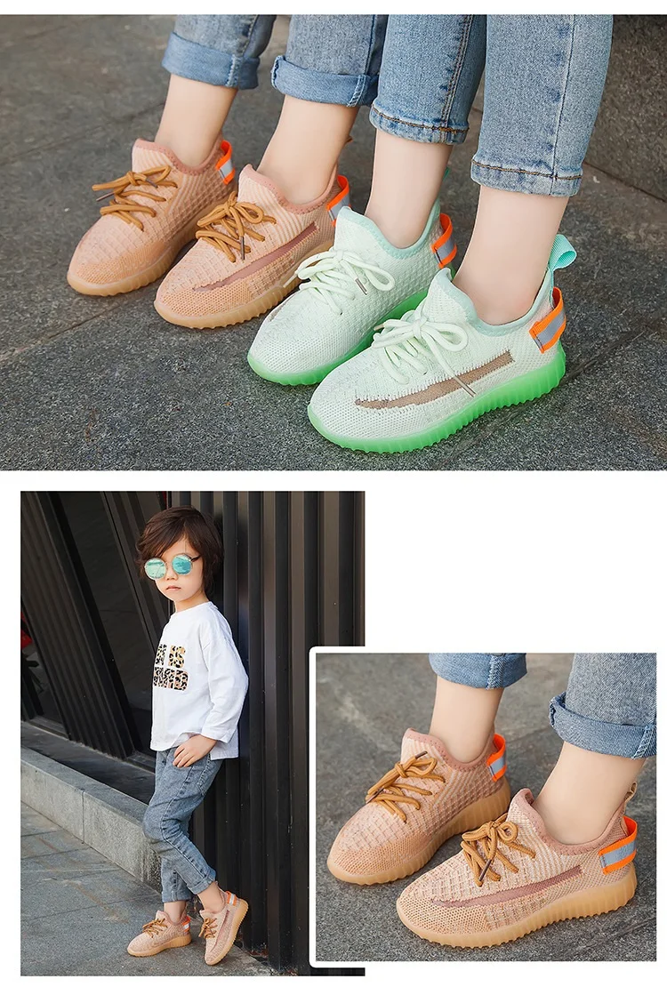 

Children's sports shoes summer new girls breathable single net coconut shoes boys wild luminous soft bottom shoes tide