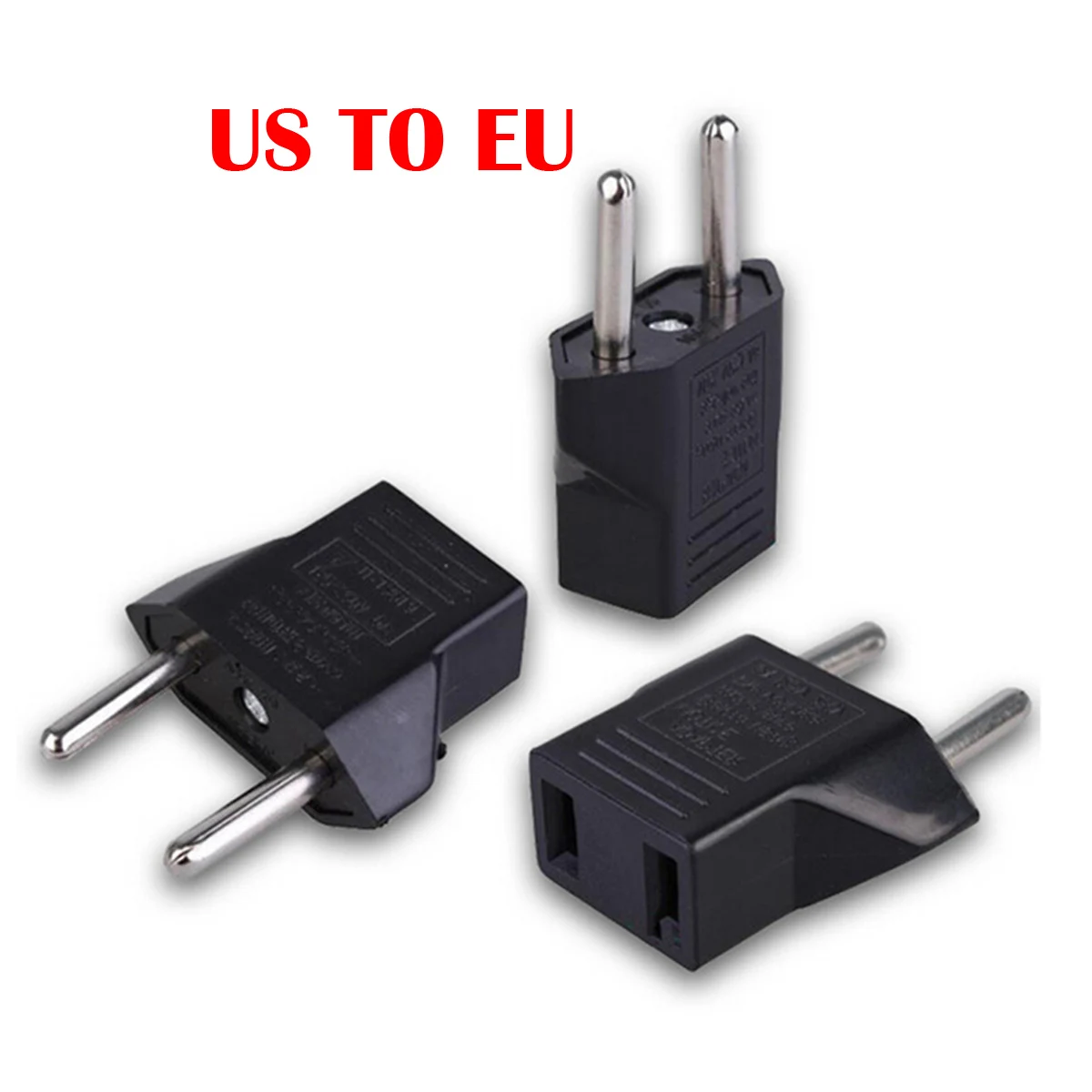 to US Plug Adapters 2 round pin 2 flat pin US-PLUG x 5: Lot of 5 European