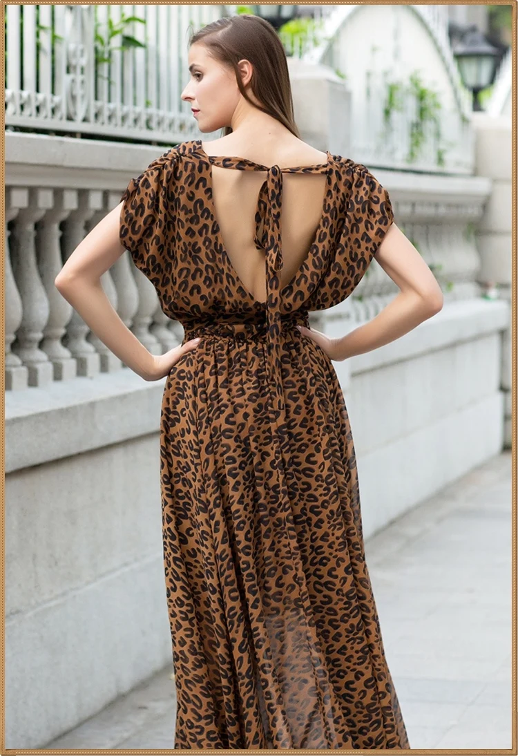 FOLOBE летняя большая свободная одежда для женщин vestidos femininos платье винтажные шифоновые платья с леопардовым принтом длинные платья макси