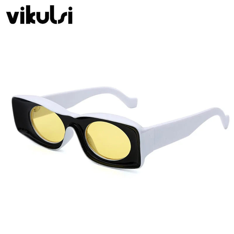 Unisex Candy Color Rectangle Sunglasses For Women Men Luxury Brand Hip Hop Sun Glasses For Male Trend Catwalk Glasses Women - Цвет линз: E222 black yellow