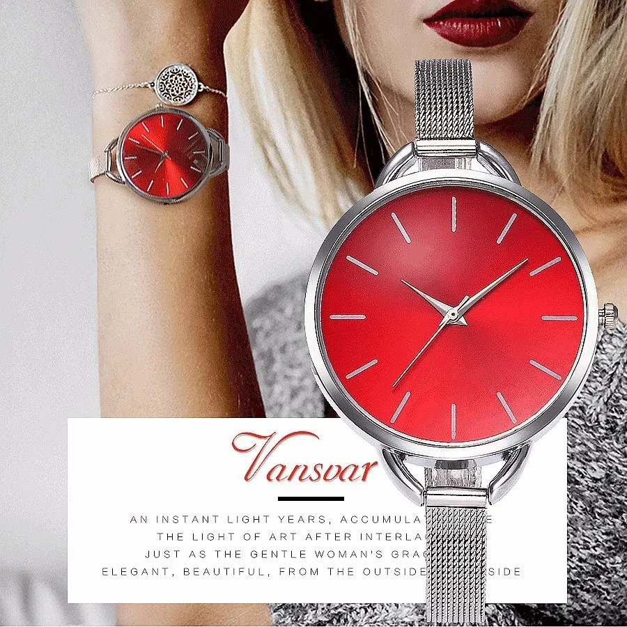Vansvar Brand Fashion Colorful Dial Silver Mesh Stainless Steel Quartz Watches Women Wristwatch Reloj Mujer Relogio Feminino huismerk kopen in de aanbieding Vansvar Brand Fashion Colorful Dial Silver Mesh Stainless Steel Quartz Watches Women Wristwatch Reloj Mujer Relogio Feminino huismerk kopen in de aanbieding