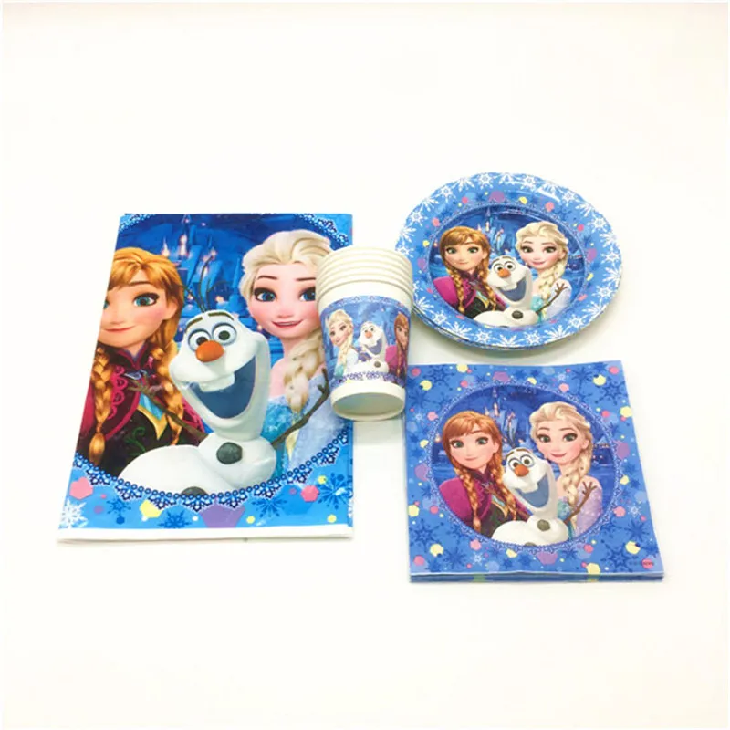 

69Pcs/lot Disney Frozen Queen Elsa Disposable Tablecover+Napkin+Cup+Plate Family Party Kid Birthday Decoration Tableware Supply