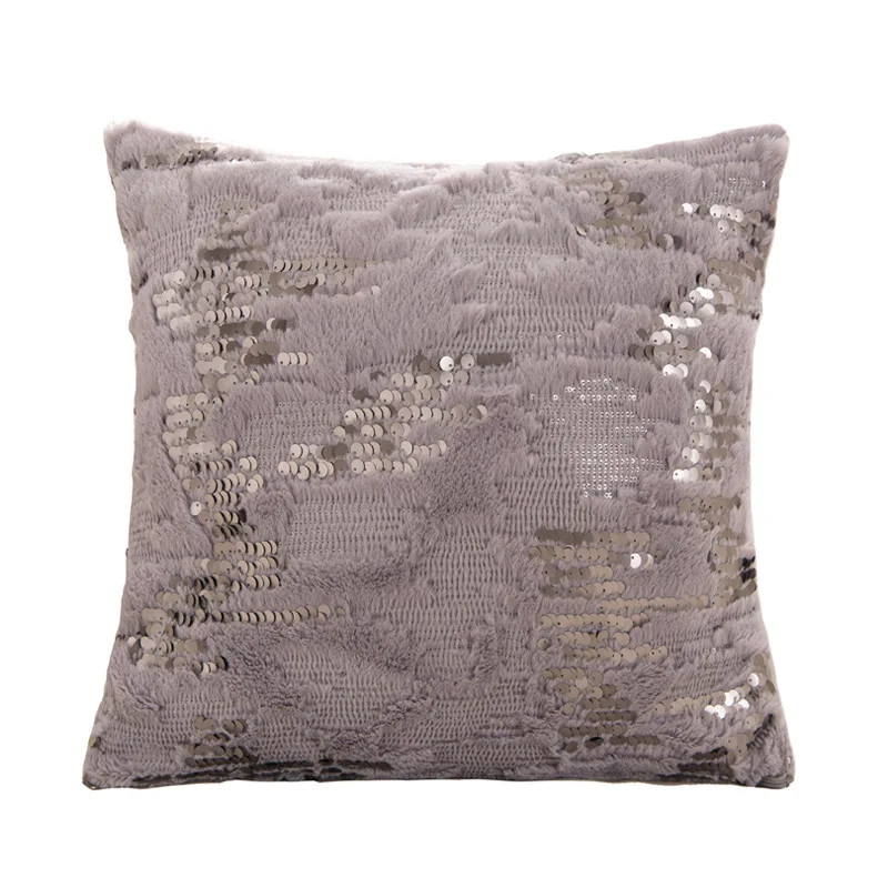 

2019 New Plush+ Glitter Sequins Cushion Covers Sofa Car Chair Decoration Pillows Cover Soft Solid Throw Pillowscase 43*43cm