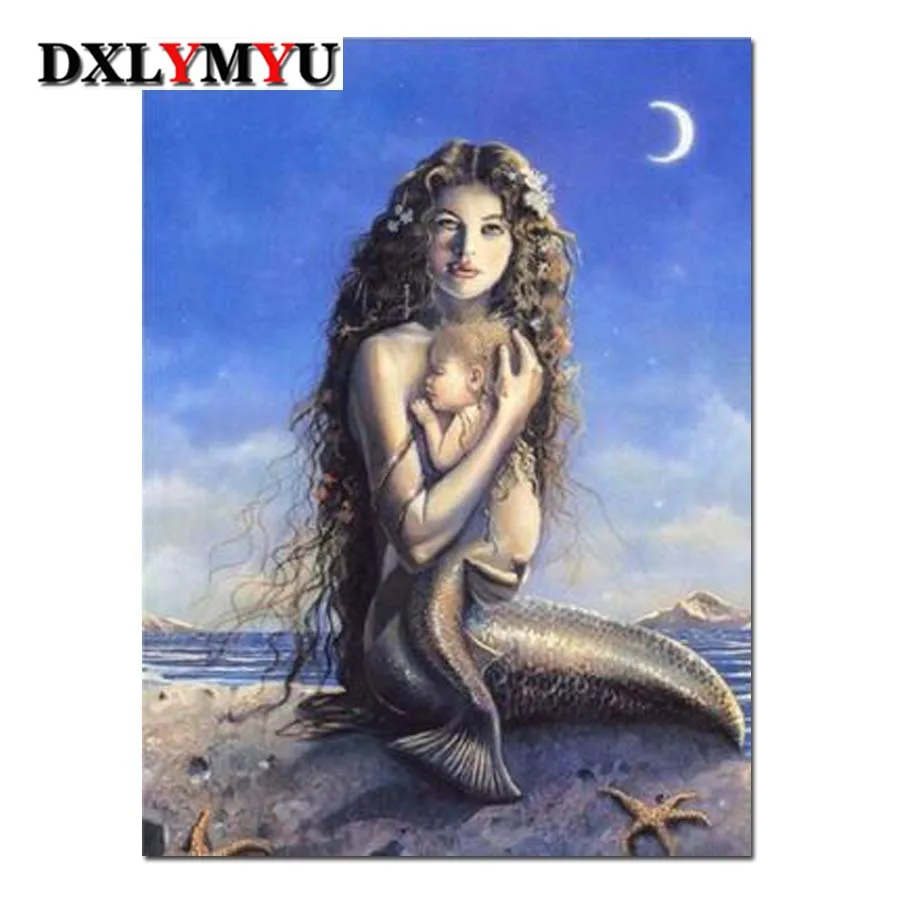 

Diy Full Diamond Embroidery Mermaid maternal love 5D Diamond Painting Cross Stitch 3D Diy Diamond Mosaic Square Rhinestones