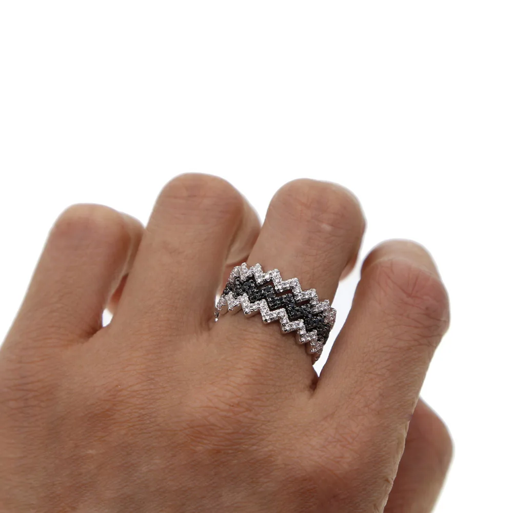 

2018 STACKING stack ring wave cz engagement band micro pave white black cubic zirconia cz eternity band trendy finger rings