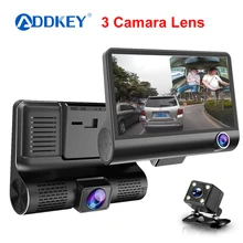 Автомобильный видеорегистратор ADDKEY с 3 объективами s 4,0 дюйма, видеорегистратор с двойным объективом и камерой заднего вида, видеорегистратор