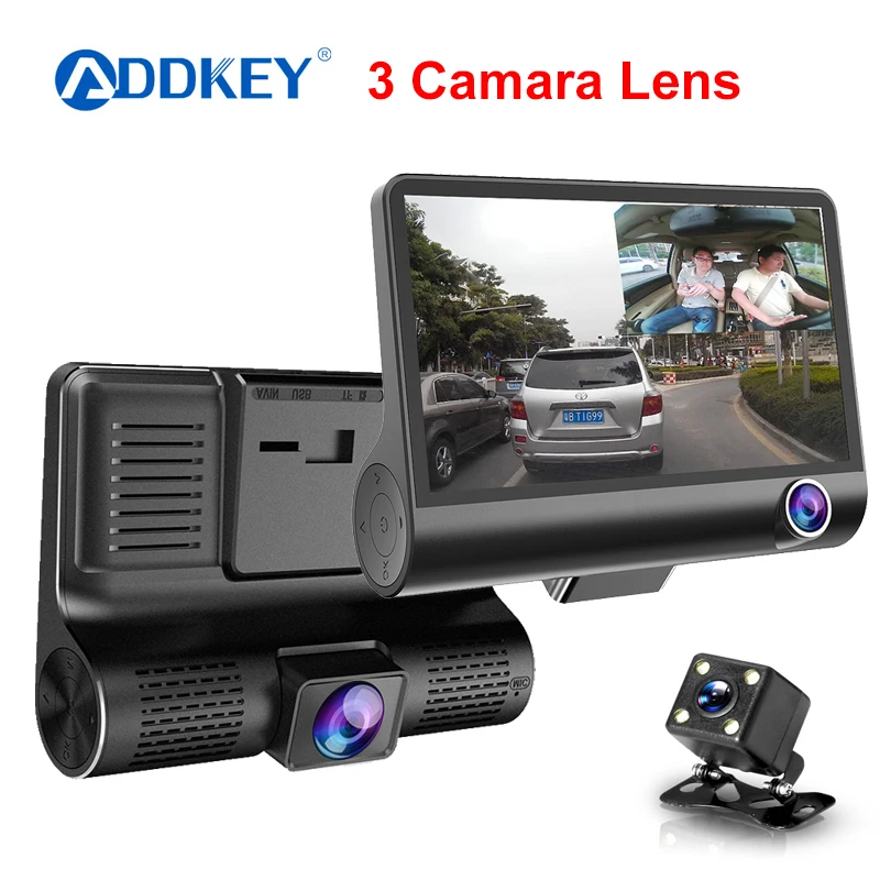 

ADDKEY Car DVR 3 Cameras Lens 4.0 Inch Dash Camera Dual Lens With Rearview Camera Video Recorder Auto Registrator Dvrs Dash Cam