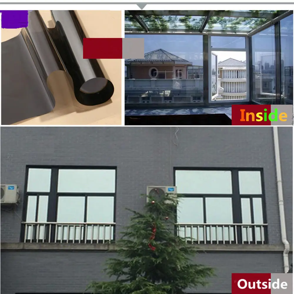 

3pcs 126cmx186cm+2pcs 106x186cm Grey&Silver Silver Insulation Window Film Stickers Solar Tint One Way Mirror