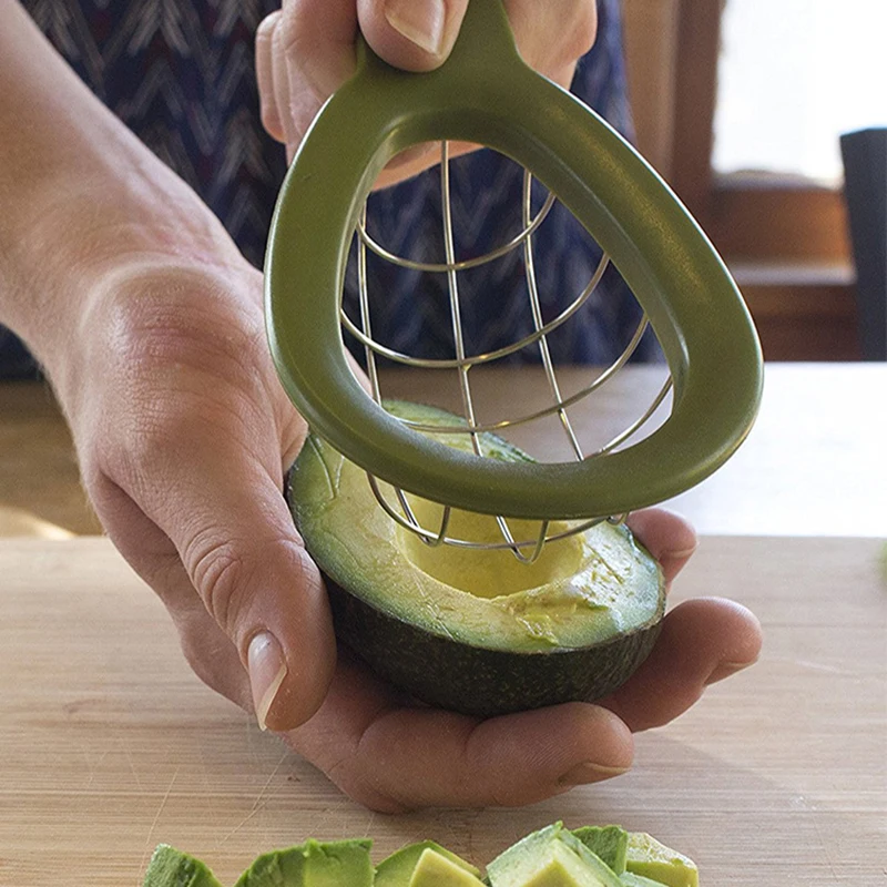 

Grid design Avocado Slicer Shea Butter Peeler Fruit Cutter Pulp Separator Plastic Knife Kitchen Vegetable Tools