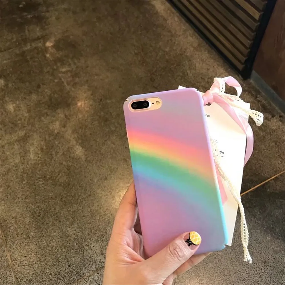 

Fashion For iphone X Cases Fundas Gradient Rainbow Phone Case For iphone 6 6S 7 8 Plus Case Colorful Abstract Art Back Cover