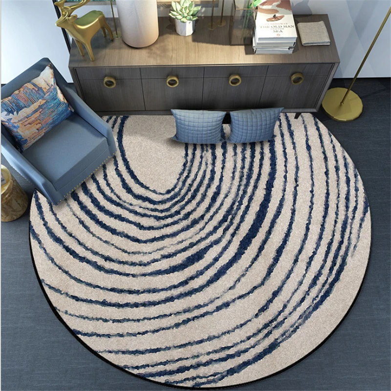 Простые серые нерегулярные изогнутые линии узор круглые ковры для гостиной ковер для детской комнаты компьютерное кресло коврики
