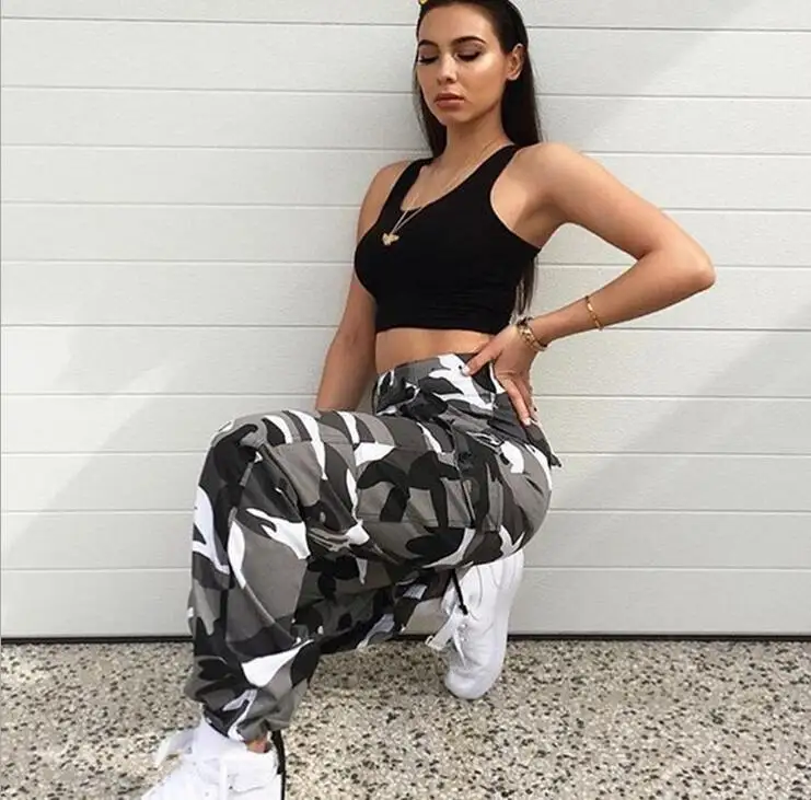 Full pants Womens Camouflage Pants high waist Military Pant Fashion purplepink Camo Loose Pant Jogger Pant Hiphop Trousers HOT (5)