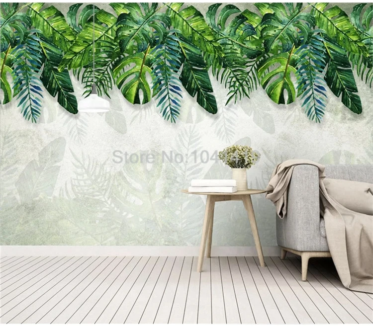 Самоклеящиеся обои современные 3D тропический лес банановый лист пасторальный фрески гостиная спальня Водонепроницаемый 3D стикер на стену