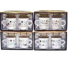 2 stücke Geschenk box verpackung 200 ml ~ 300 ml Keramik Mumin kaffeetasse mit löffel Cartoon kaffeetasse Mumin 4 designs zufall