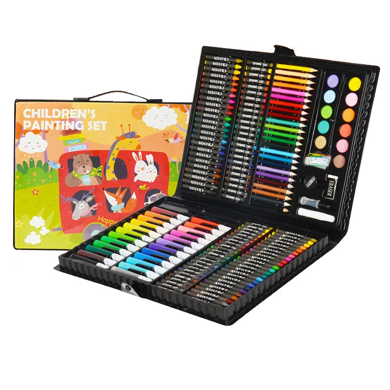 

188pcs Art Set Watercolor Brush Pen Crayons Graffiti Drawing Set Artist Painting Tool Kit Kids Draw Gift Box Art Supplies