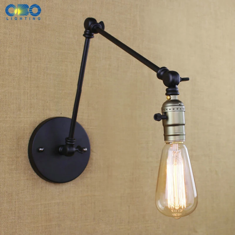  Simple Vintage Iron Flexible With Switch Wall Lamp Bedroom Foyer Indoor Lighting E27 Lamp Holder 11 - 32792160449