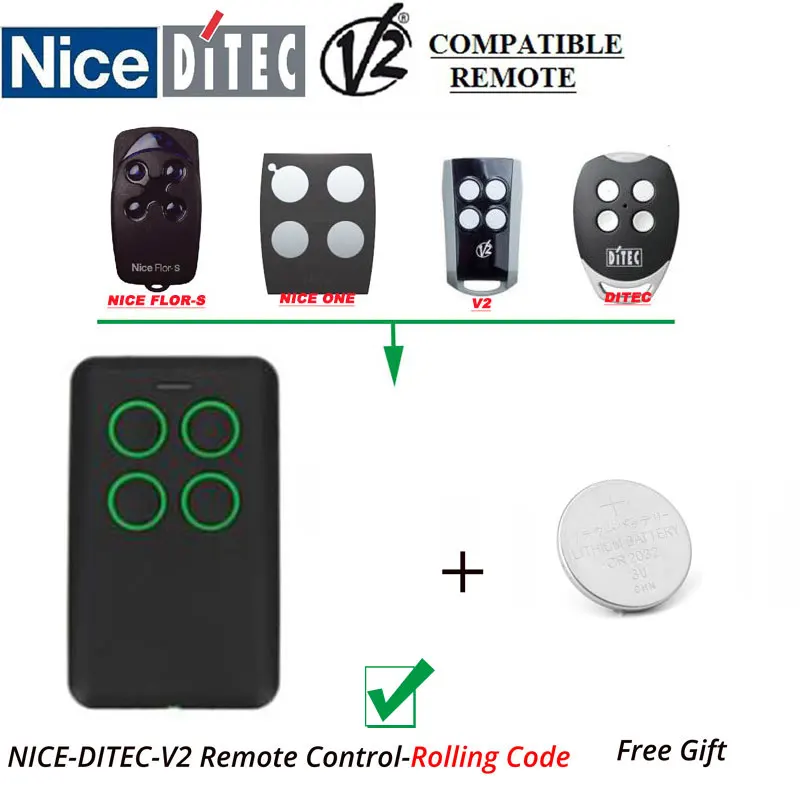 

Rolling code Garge Door Opener Remote Key/Transmitter Copy for NICE Flor-s V2 DITEC GOL4