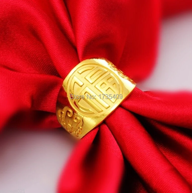 

Pure 999 Solid 24K Yellow Gold Ring / Unisex Cound "Bless" Ring / 5.48g