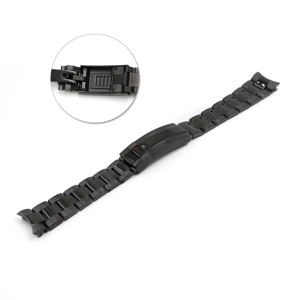 CARLYWET 20mm Solid Curved End Screw Links Glide Lock Clasp Steel Watch Band Bracelet For GMT Submariner OYSTER Style