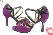 Sexy Ladies Purple Velvet LATIN Shoes Ballroom Dance Shoes Salsa Tango Bachata Mambo Shoes Size 34,35,36,37,38,39,40,41