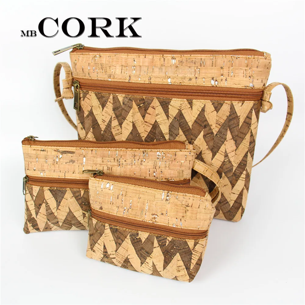 

Natural cork handmade body cross Square cork Bags mid size Messenger bag set original handmade Eco bags Bag-243