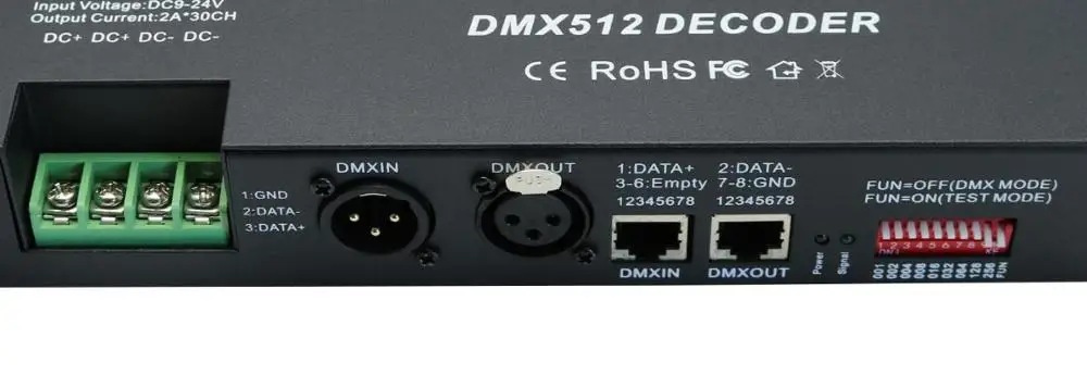 DMX 512 декодер 30 Каналы DMX, rgb-контроллер Украшенные Светодиодные ленты освещения диммер постоянного тока 9 V-24 V драйвера контроллера