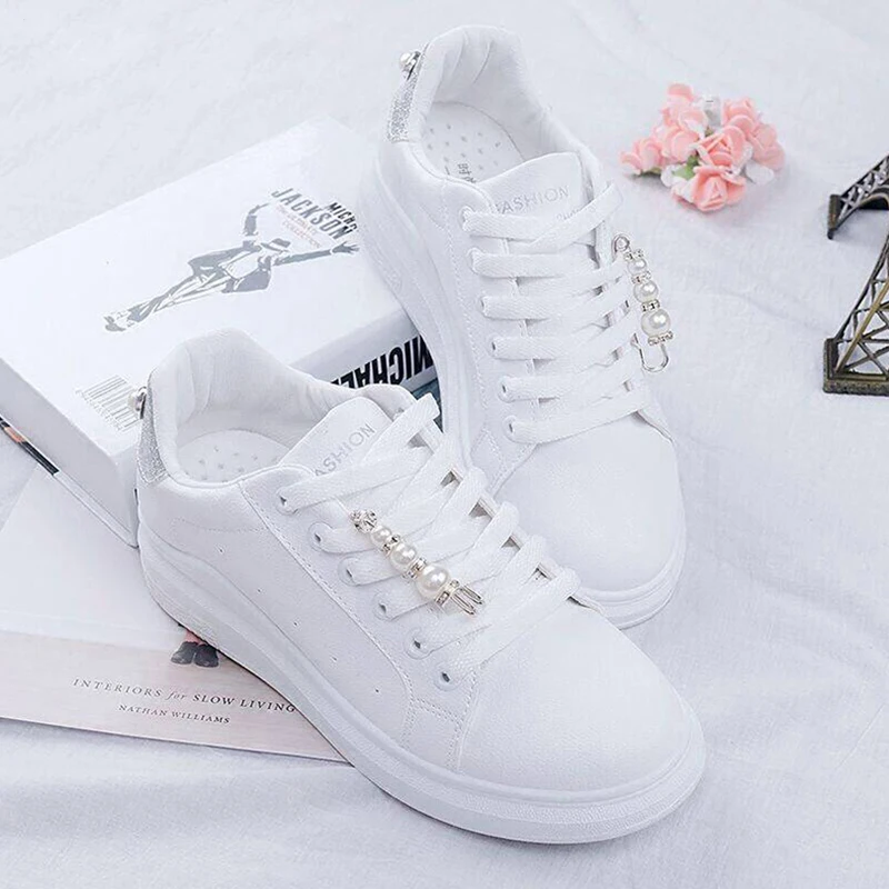 

LASPERAL Women Canvas Shoes Women's Shoes Sneakers With Pearl Candy Color Women Rubber Solid Ladies Shoe Casual Female Flats