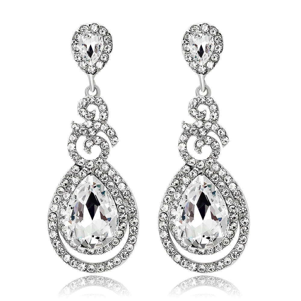 

Euro-American Fashion Bright Water Drop Crystal Earrings Lady Baitao Water Drop Earrings