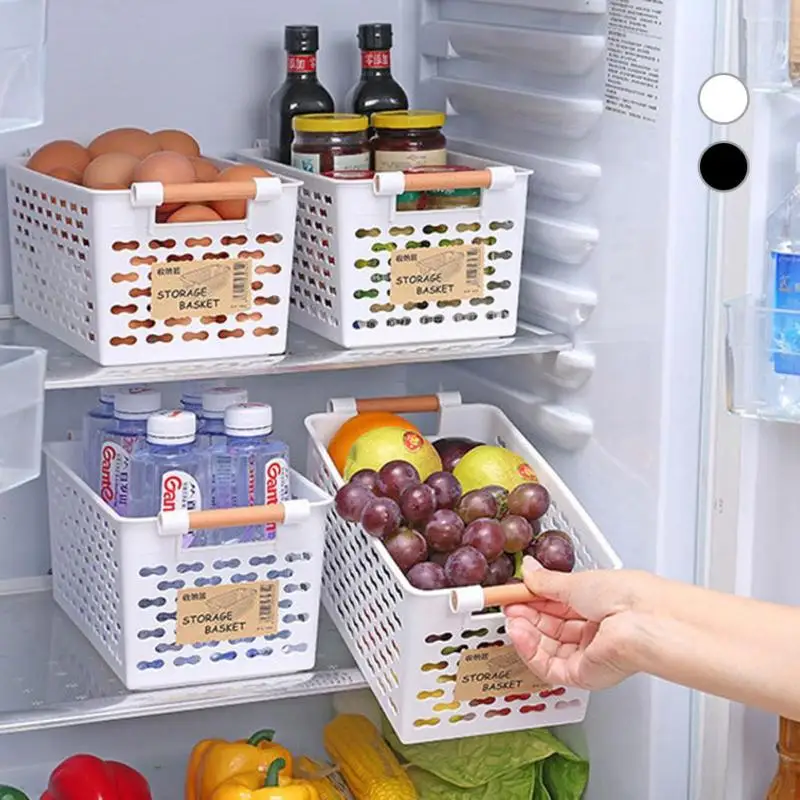 Plastic Handle Storage Basket Kitchen Sorting Food Desktop Sundries Box Fridge Refrigerator Snack Fruit Organizer | Дом и сад