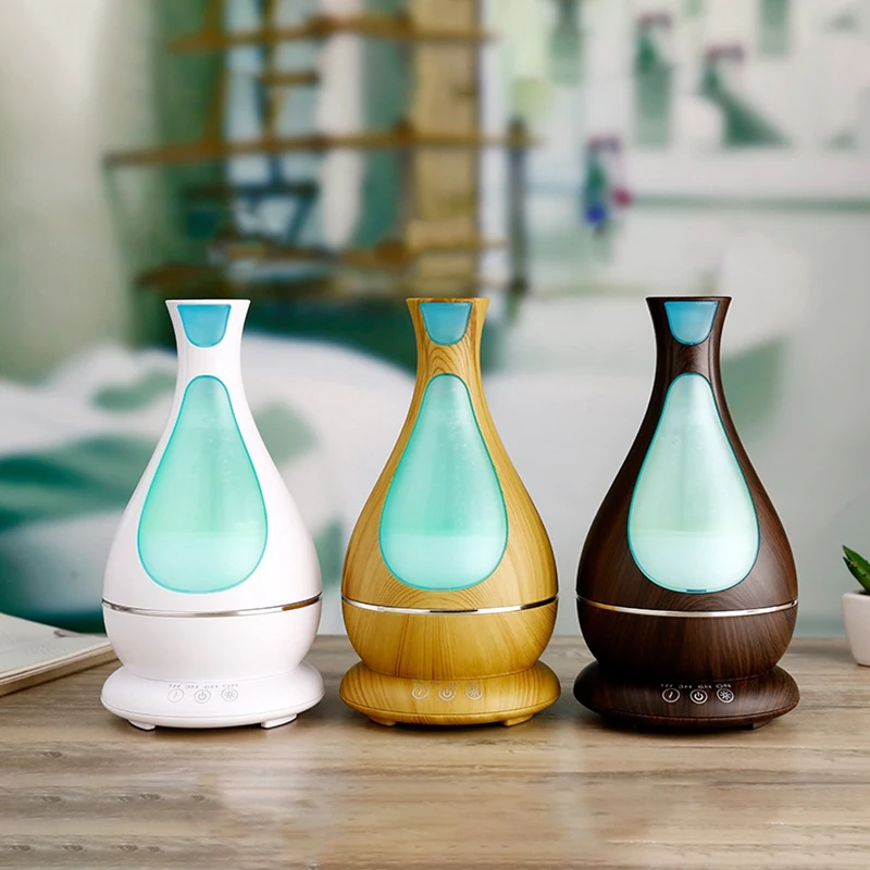 

400Ml Aroma Essential Oil Diffuser Ultrasonic Air Humidifier With Wood Grain Led Lights For Office Home