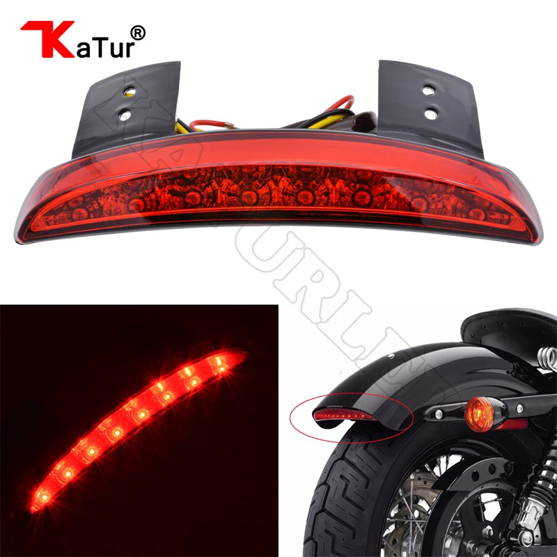 

Red/Smoke Chopped Fender Edge Motorcycle 8 LED RED Stop Running Brake Rear Tail Light for Harley Sportster XL 883N 1200N XL1200V