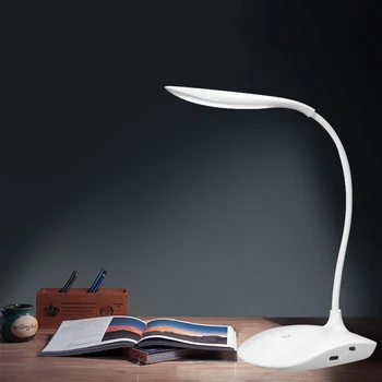 

1PC Desk Lamps USB Rechargeable Led Eye Protection Reading Light Touch Switch Student Bed Portable Table Lamp White