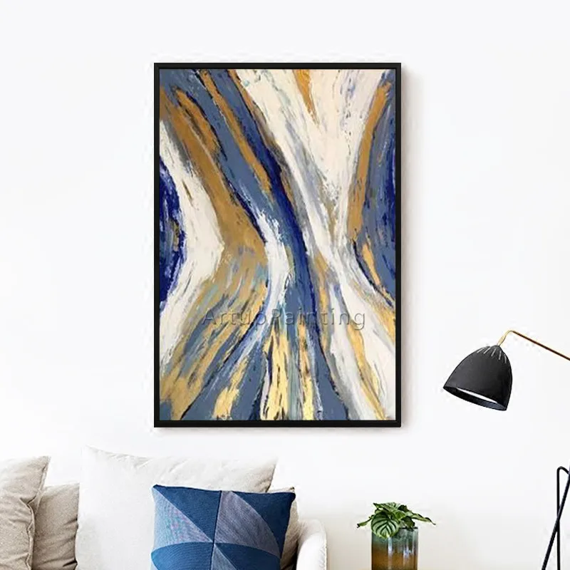 Gold art modern abstract painting on canvas wall art pictures for living room thick texture quadro caudro decoracion wall decor