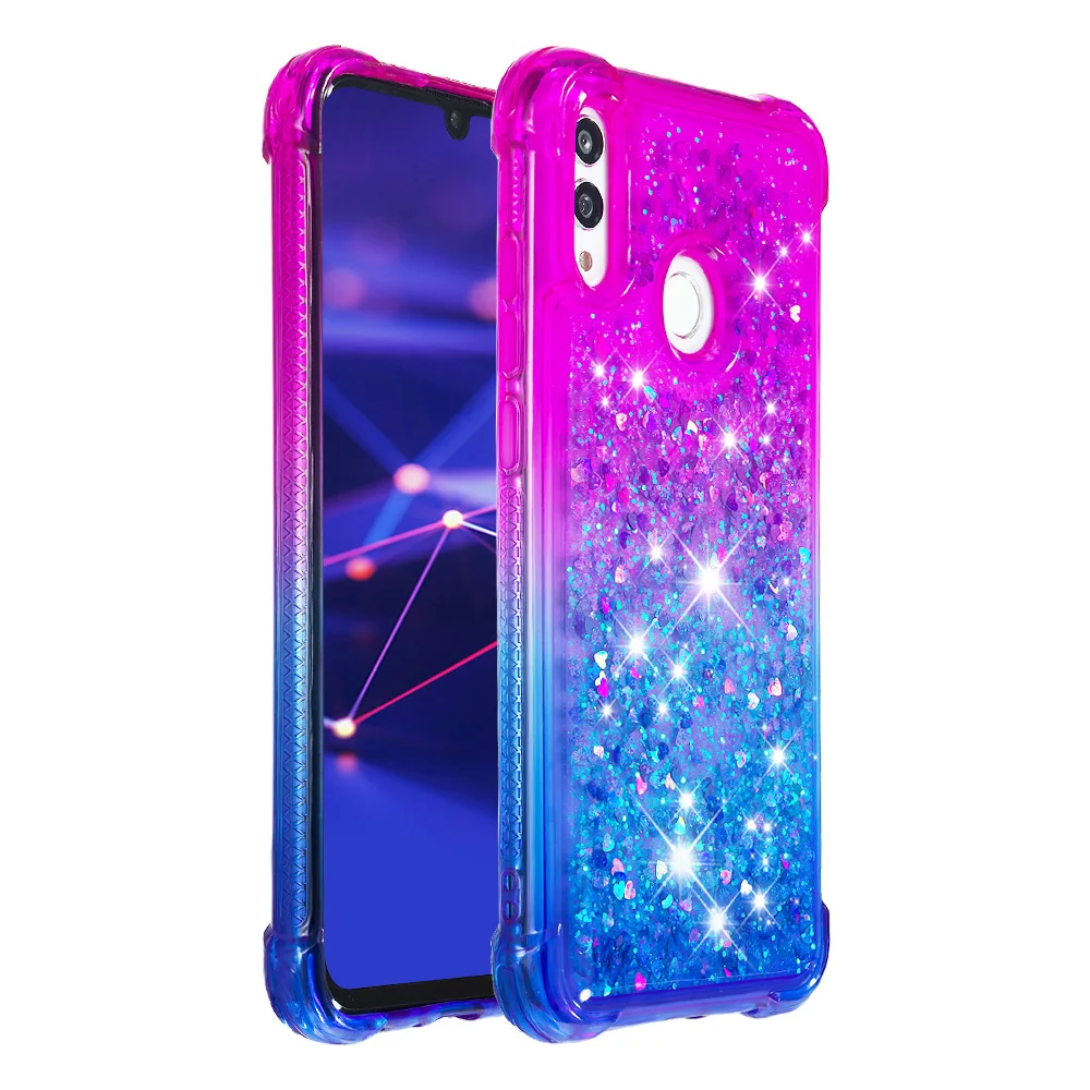 Блестящий чехол с жидкостью для Huawei Honor 10 Lite P Smart 2019 блестящий динамическим